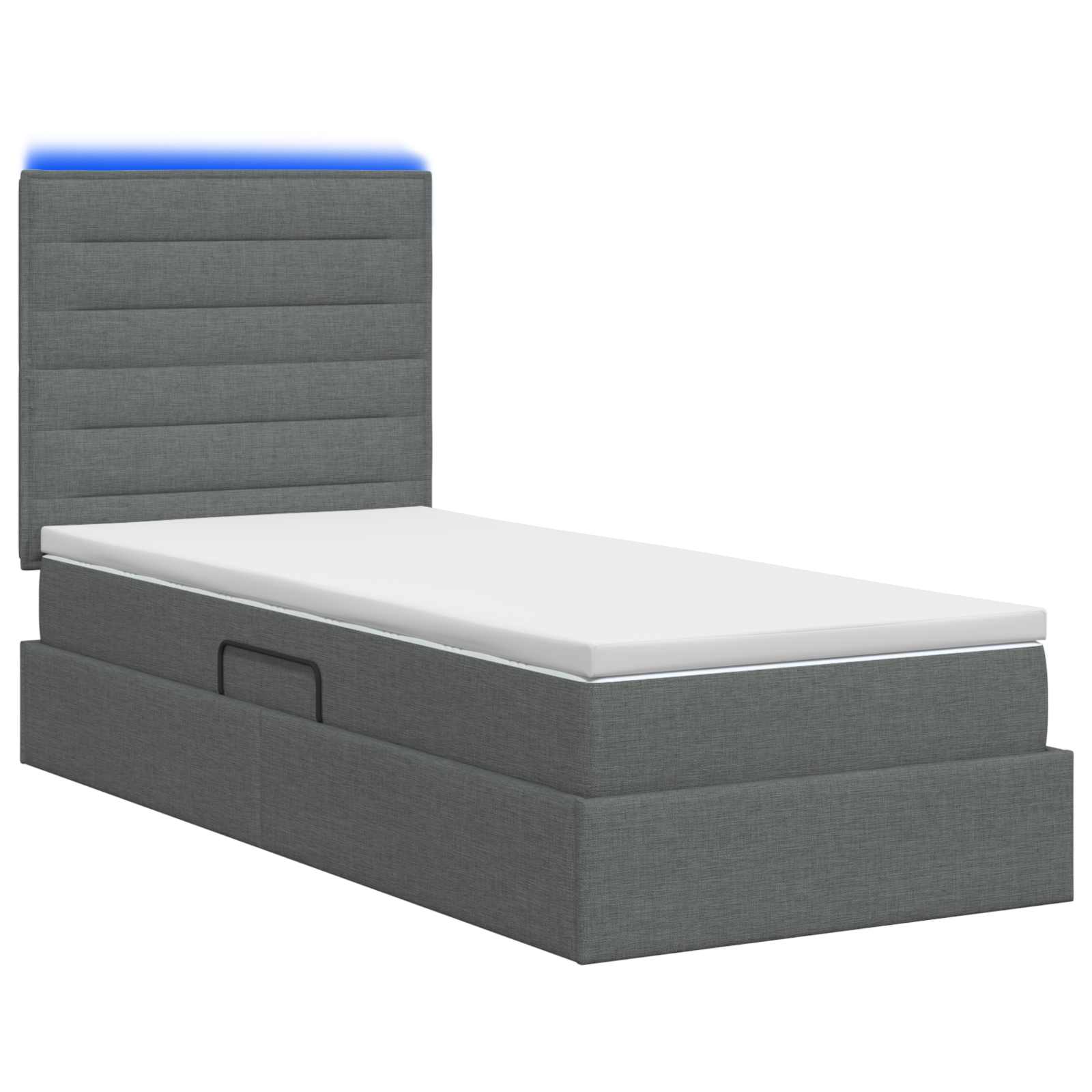 LED-Speicherbett mit Matratze Dunkelgrau 100 x 200 cm Stoff