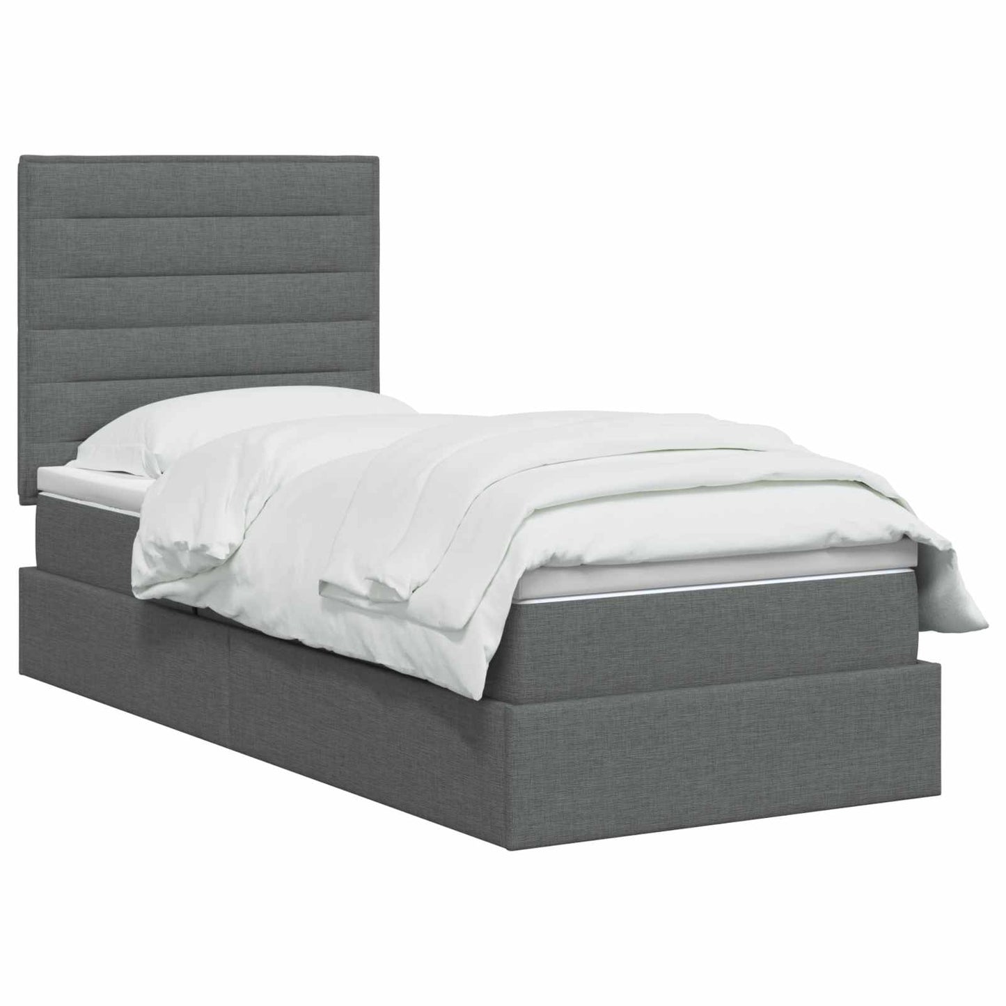 LED-Speicherbett mit Matratze Dunkelgrau 100 x 200 cm Stoff