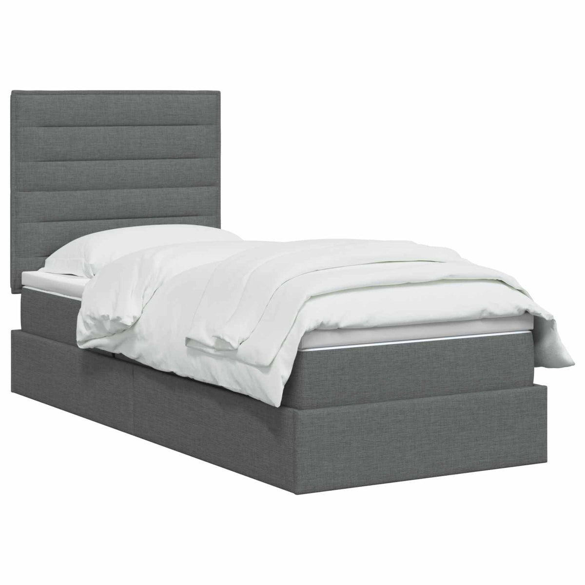 LED-Speicherbett mit Matratze Dunkelgrau 100 x 200 cm Stoff