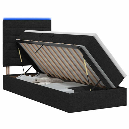 LED-Speicherbett mit Matratze Schwarz 100 x 200 cm Stoff