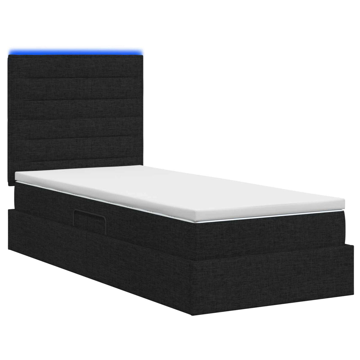 LED-Speicherbett mit Matratze Schwarz 100 x 200 cm Stoff