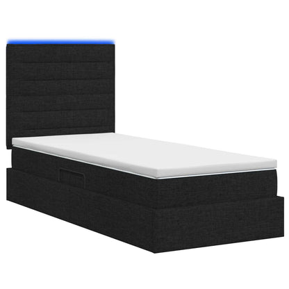 LED-Speicherbett mit Matratze Schwarz 100 x 200 cm Stoff