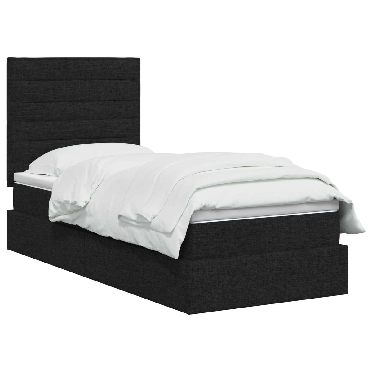 LED-Speicherbett mit Matratze Schwarz 100 x 200 cm Stoff