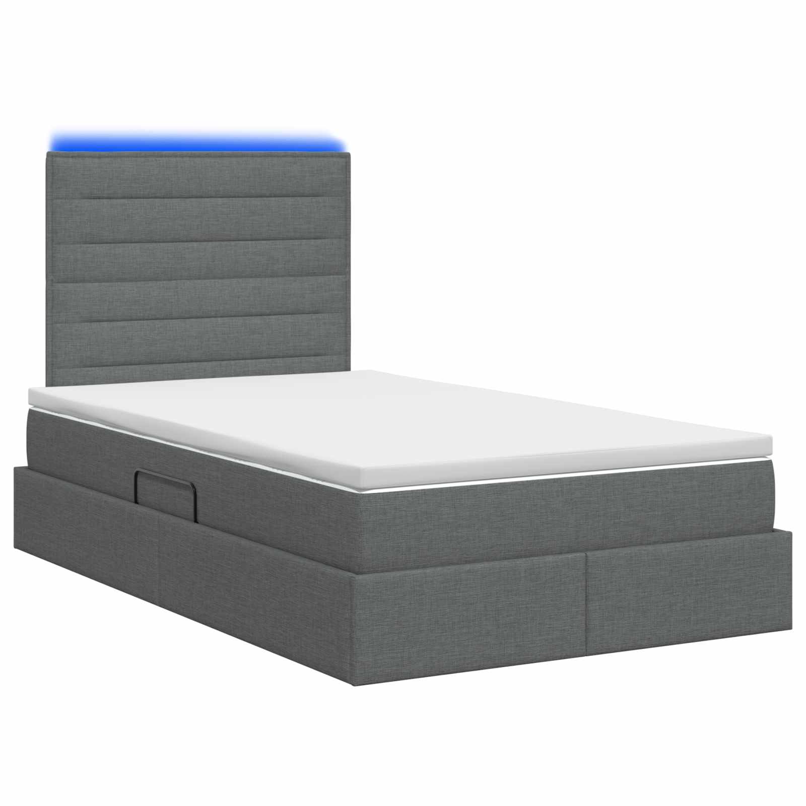 LED-Speicherbett mit Matratze Dunkelgrau 120 x 200 cm Stoff