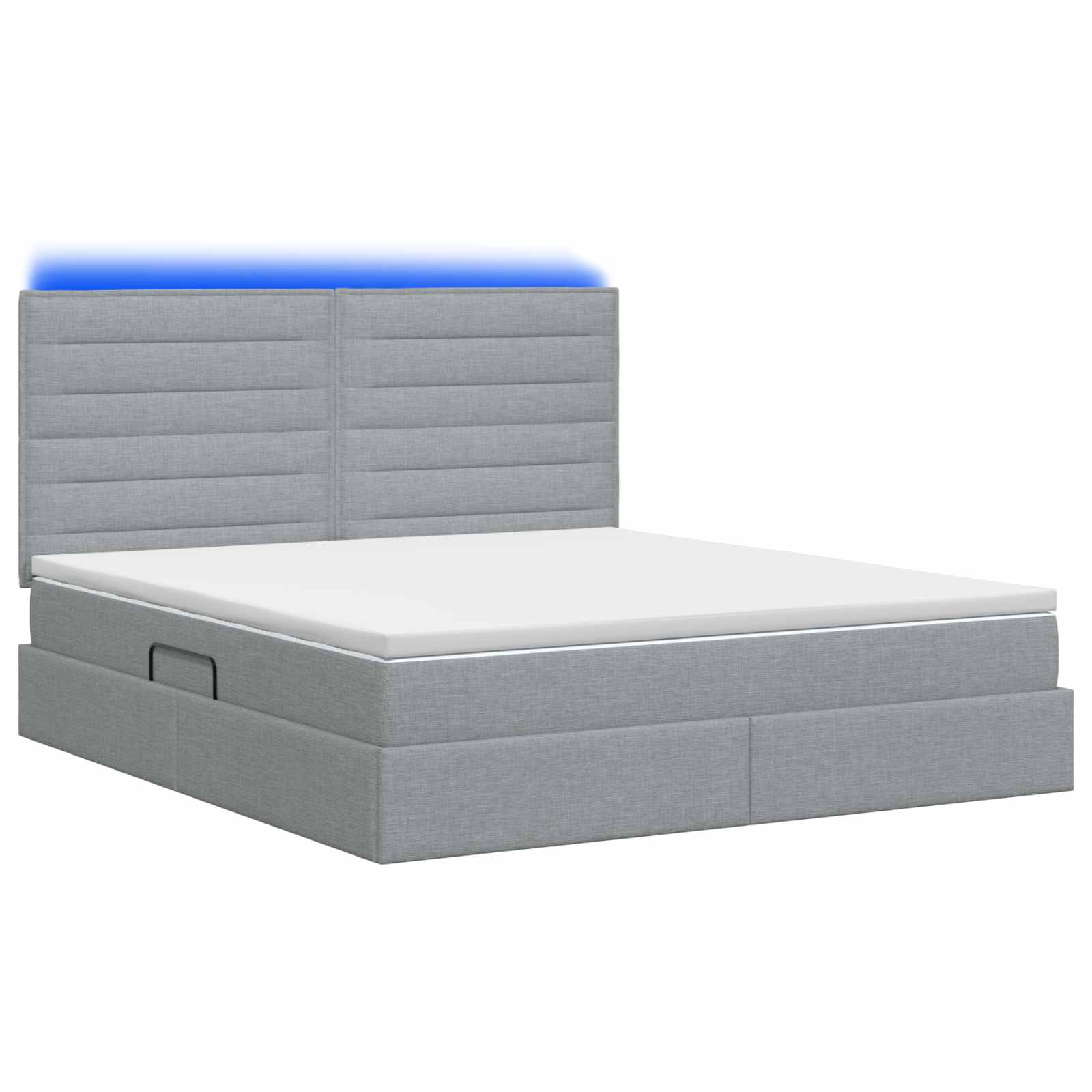 LED-Speicherbett mit Matratze Hellgrau 140 x 190 cm Stoff