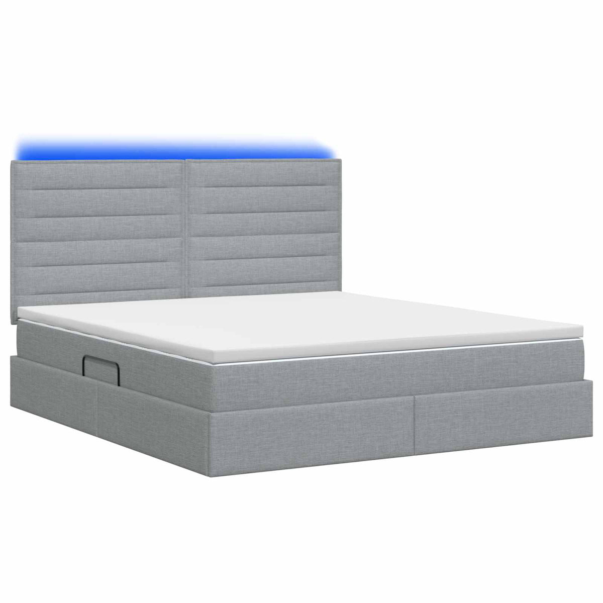 LED-Speicherbett mit Matratze Hellgrau 140 x 200 cm Stoff