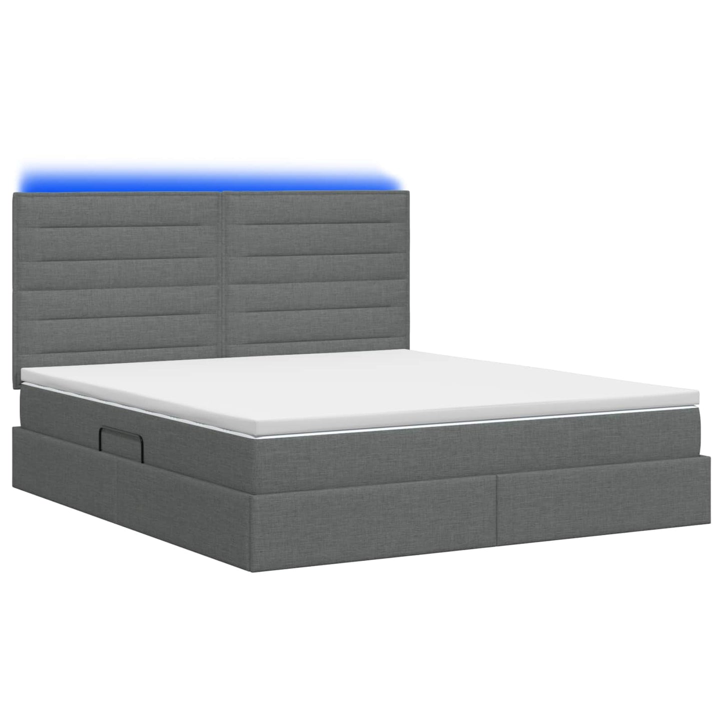 LED-Speicherbett mit Matratze Dunkelgrau 140 x 200 cm Stoff