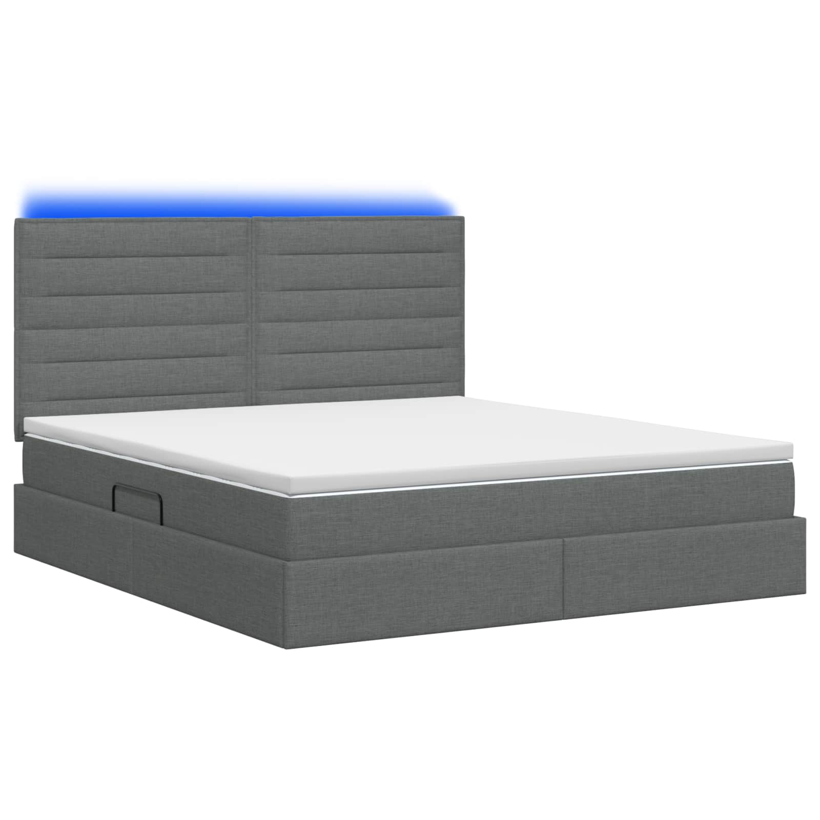 LED-Speicherbett mit Matratze Dunkelgrau 140 x 200 cm Stoff