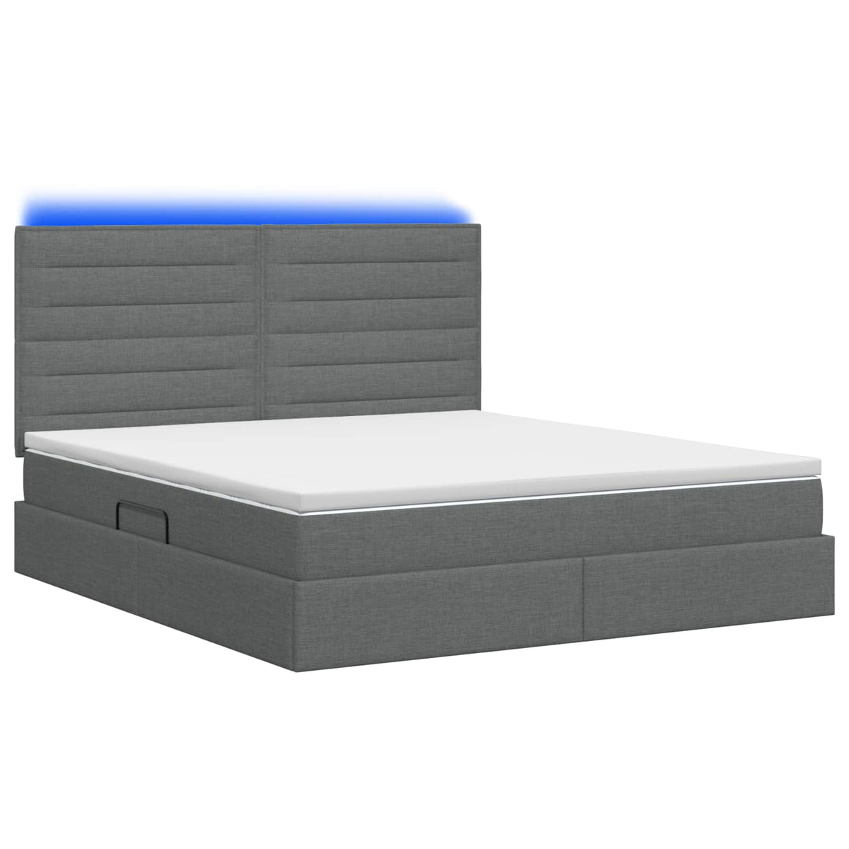 LED-Speicherbett mit Matratze Dunkelgrau 180 x 200 cm Stoff
