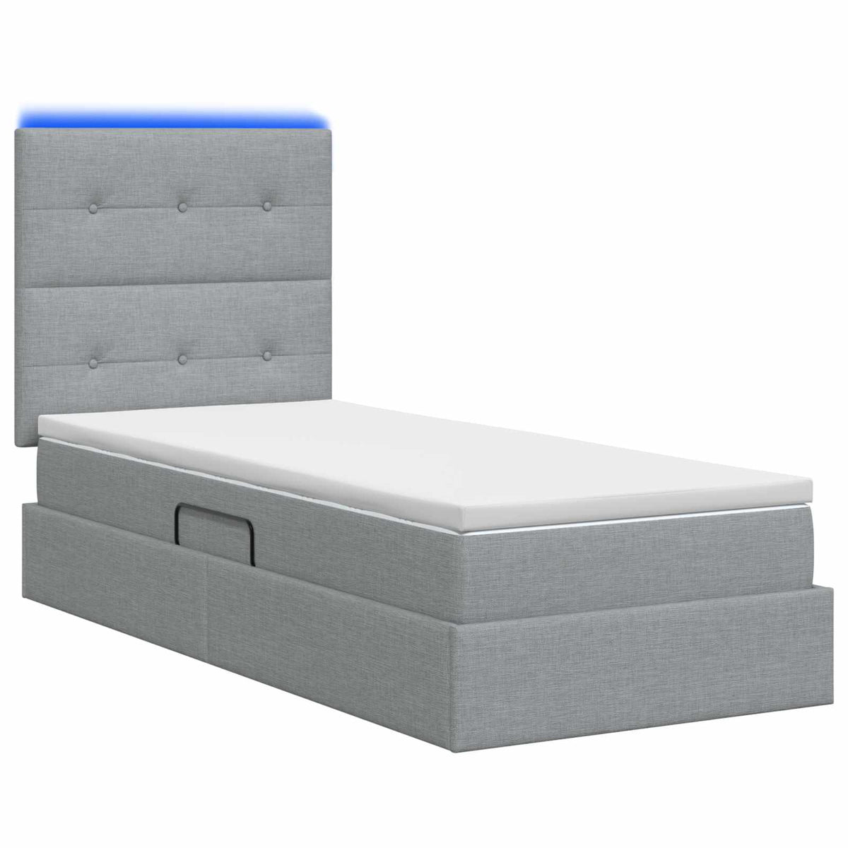 LED-Speicherbett mit Matratze Hellgrau 90 x 200 cm Stoff