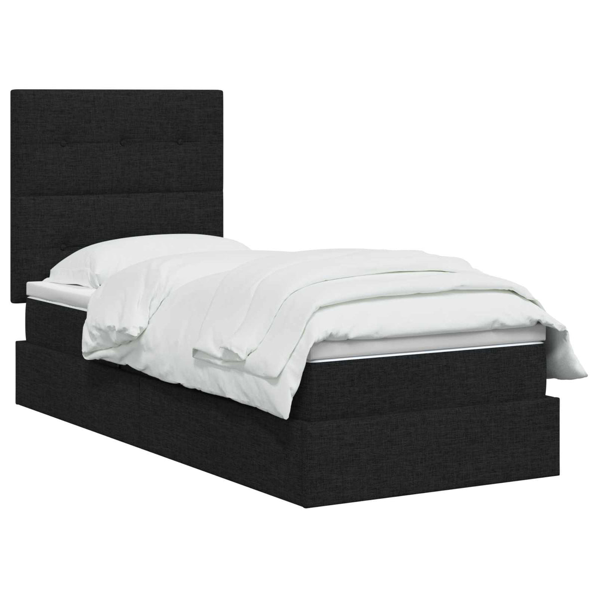 LED-Speicherbett mit Matratze Schwarz 90 x 200 cm Stoff