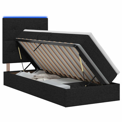LED-Speicherbett mit Matratze Schwarz 100 x 200 cm Stoff