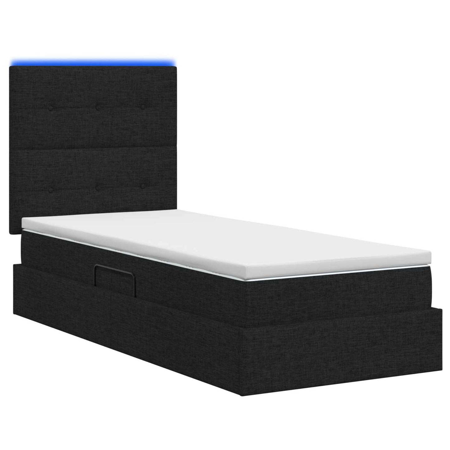 LED-Speicherbett mit Matratze Schwarz 100 x 200 cm Stoff