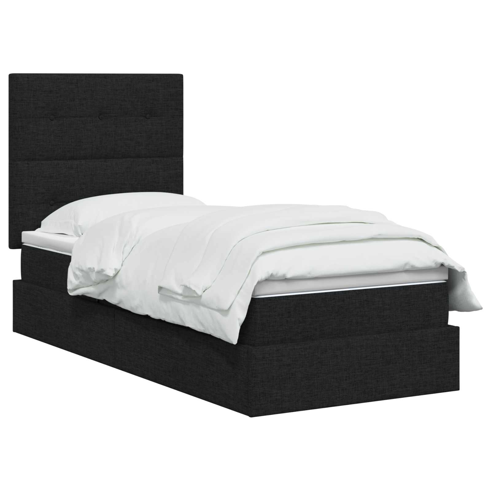 LED-Speicherbett mit Matratze Schwarz 100 x 200 cm Stoff