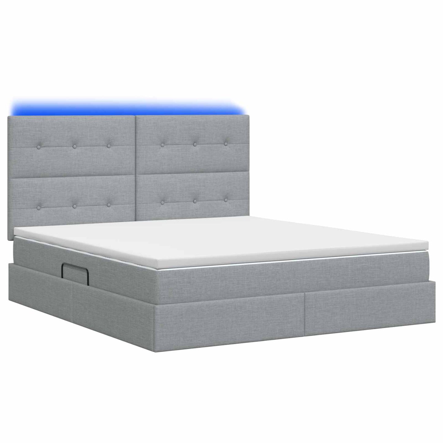 LED-Speicherbett mit Matratze Hellgrau 140 x 200 cm Stoff