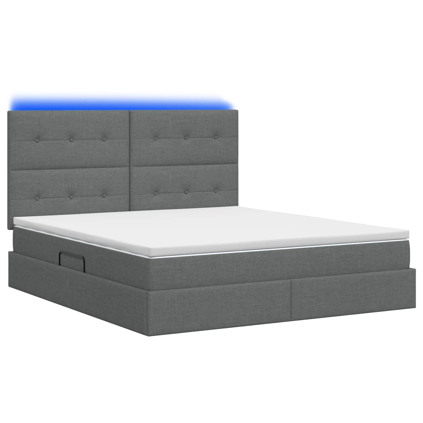 LED-Speicherbett mit Matratze Dunkelgrau 160 x 200 cm Stoff