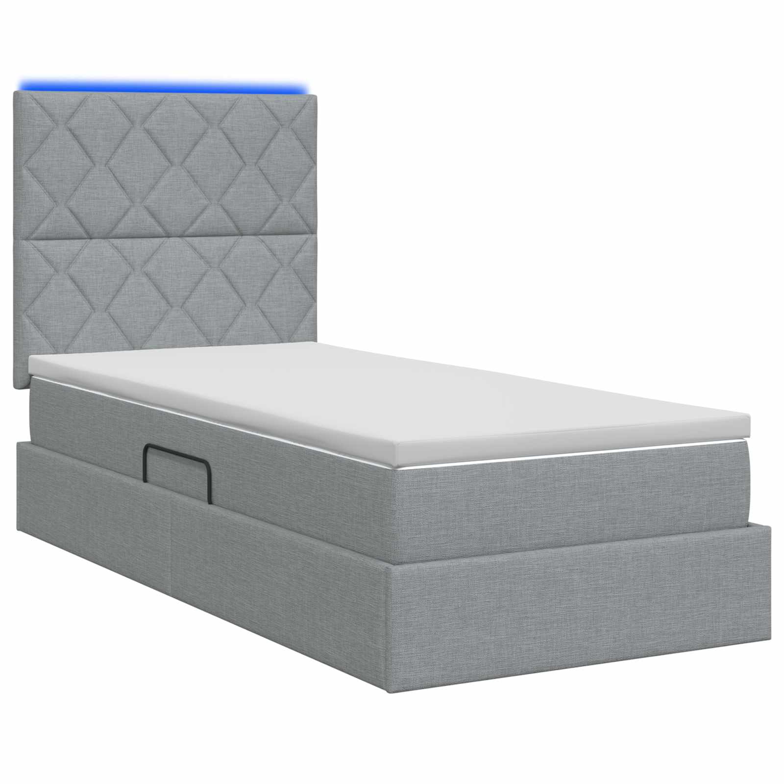 LED-Speicherbett mit Matratze Hellgrau 90 x 200 cm Stoff