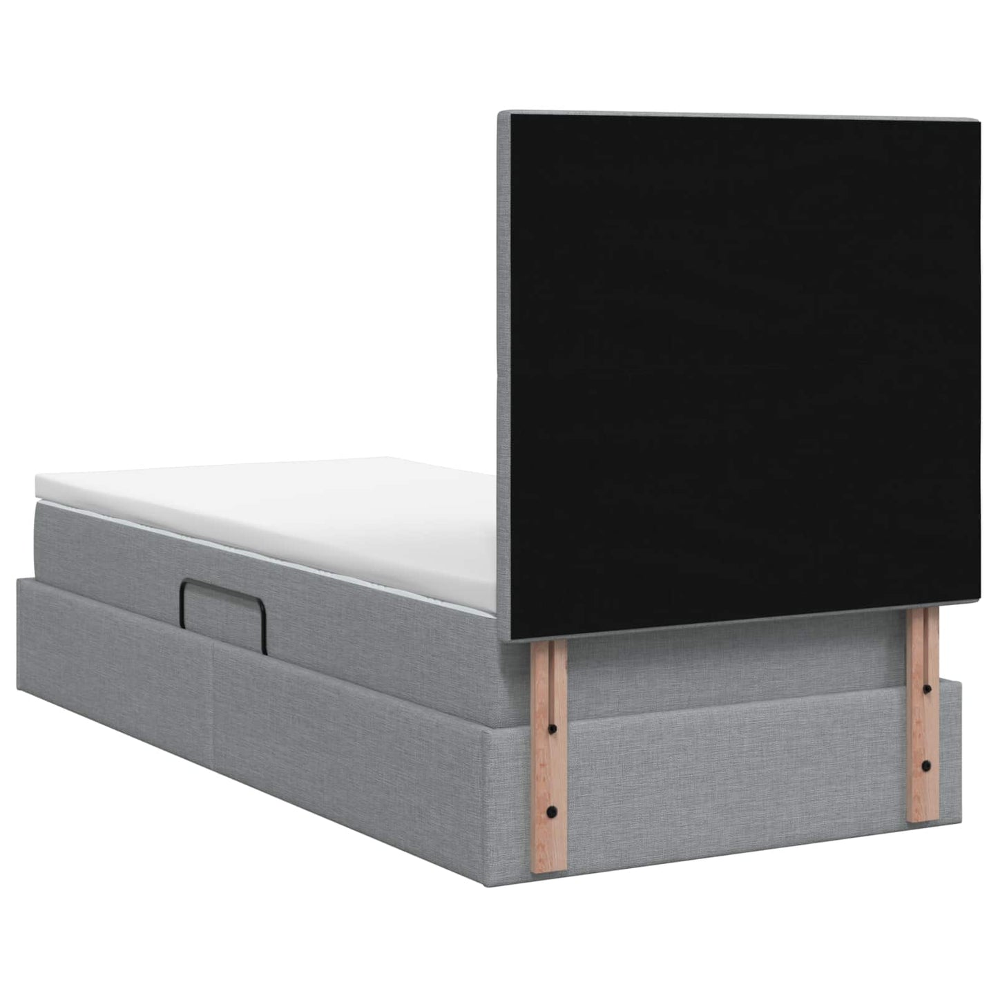 LED-Speicherbett mit Matratze Hellgrau 90 x 200 cm Stoff
