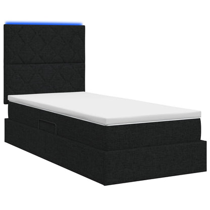 LED-Speicherbett mit Matratze Schwarz 100 x 200 cm Stoff