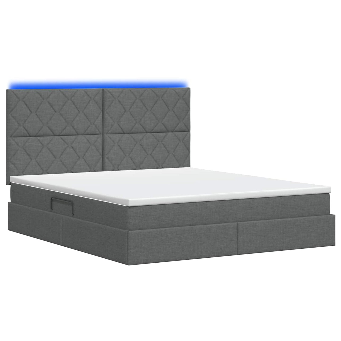 LED-Speicherbett mit Matratze Dunkelgrau 140 x 200 cm Stoff