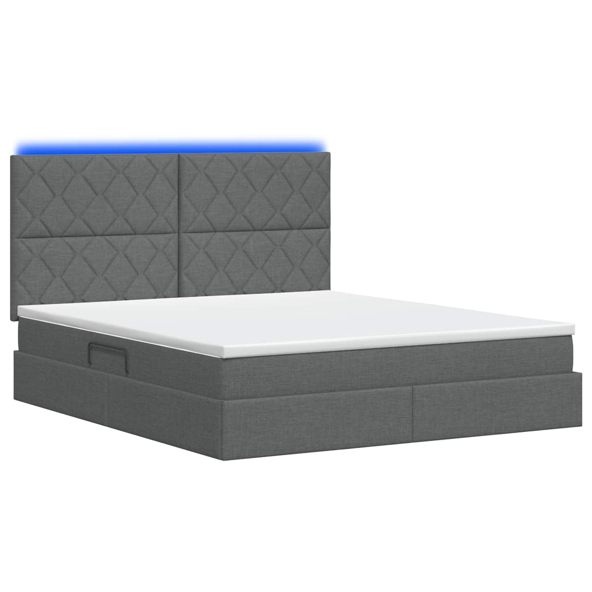 LED-Speicherbett mit Matratze Dunkelgrau 160 x 200 cm Stoff