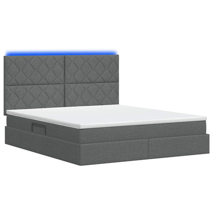 LED-Speicherbett mit Matratze Dunkelgrau 160 x 200 cm Stoff