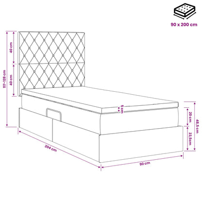 LED-Speicherbett mit Matratze Hellgrau 90 x 200 cm Samt