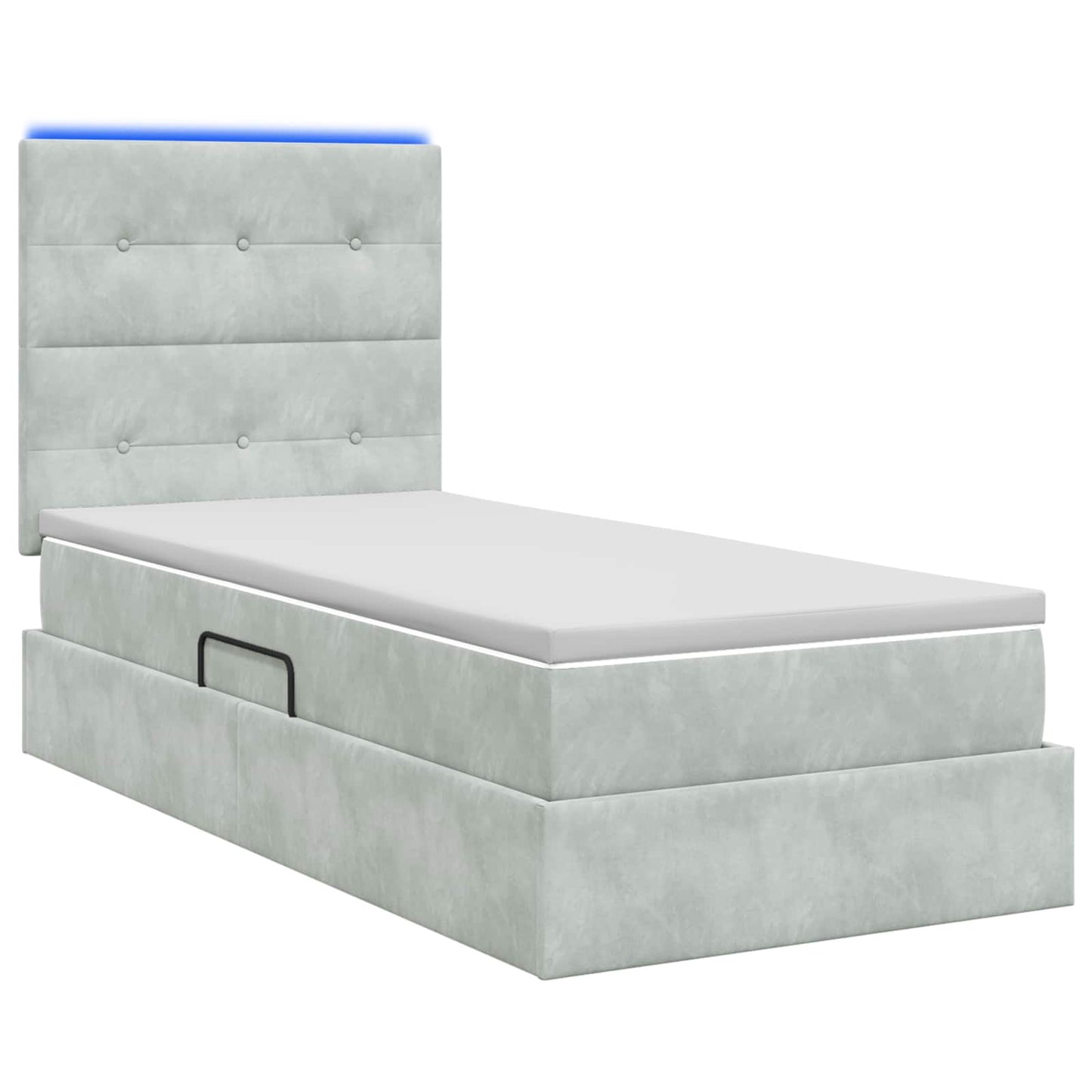 LED-Speicherbett mit Matratze Hellgrau 90 x 200 cm Samt