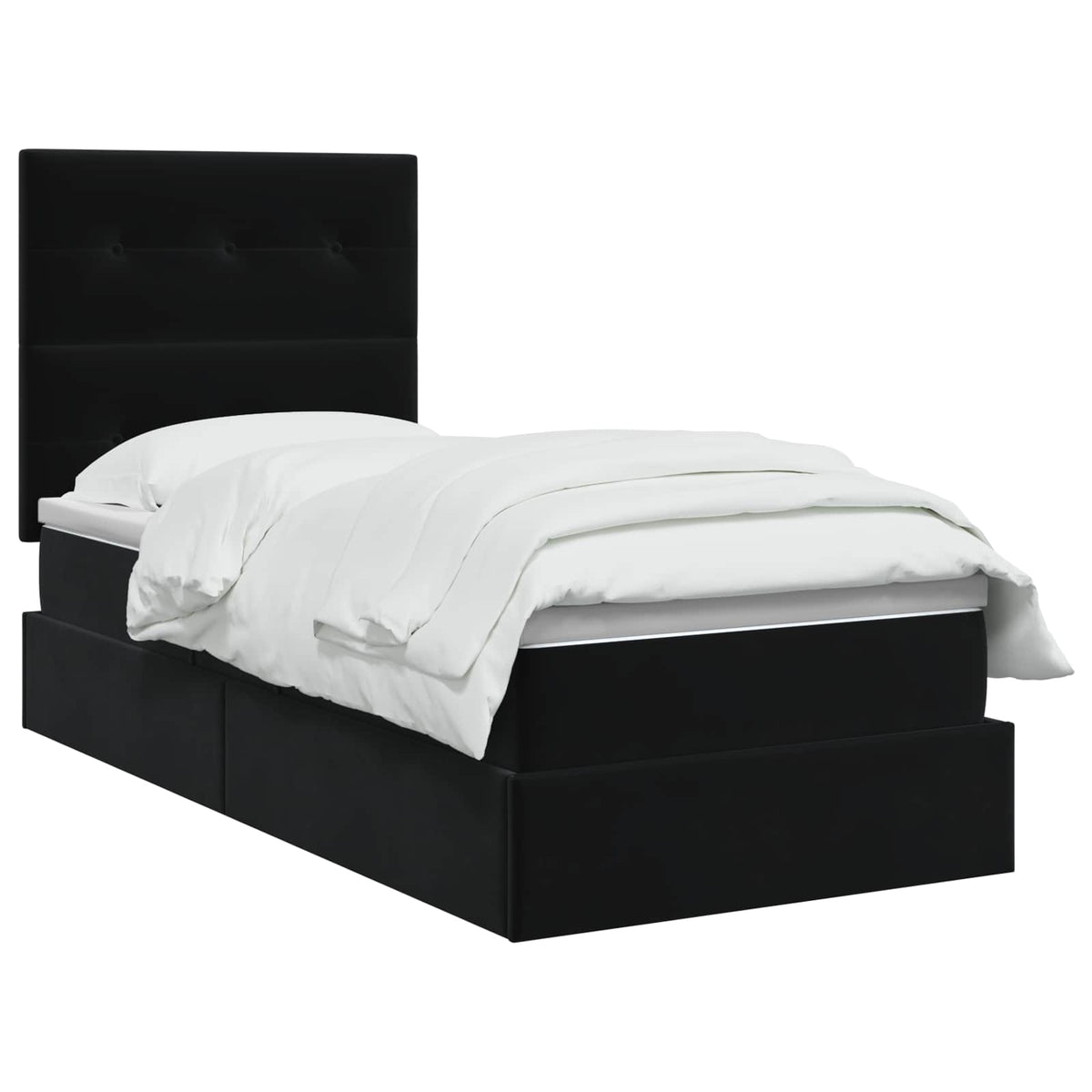 LED-Speicherbett mit Matratze Schwarz 100 x 200 cm Samt