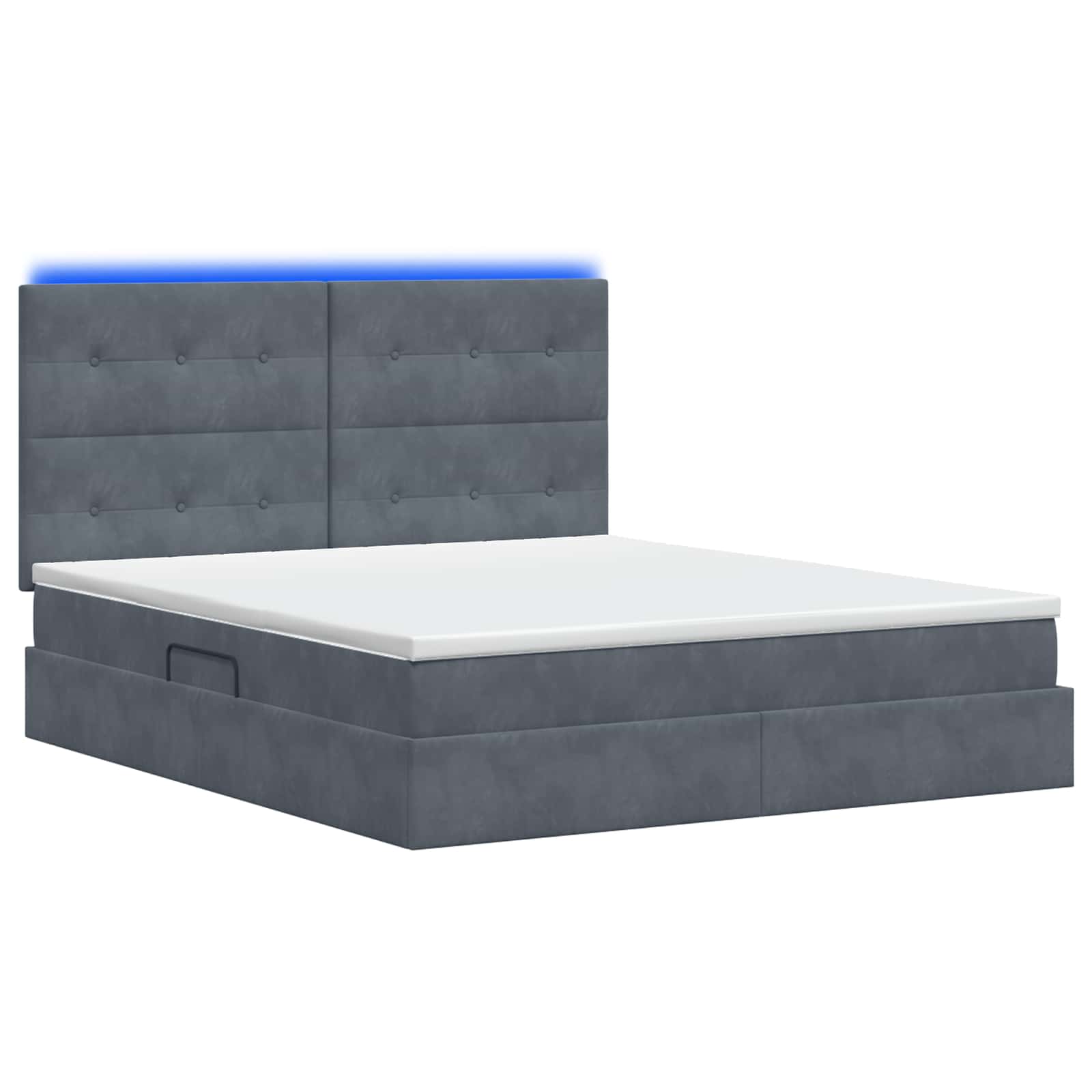 LED-Speicherbett mit Matratze Dunkelgrau 140 x 200 cm Samt