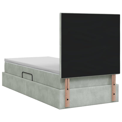 LED-Speicherbett mit Matratze Hellgrau 90 x 200 cm Samt