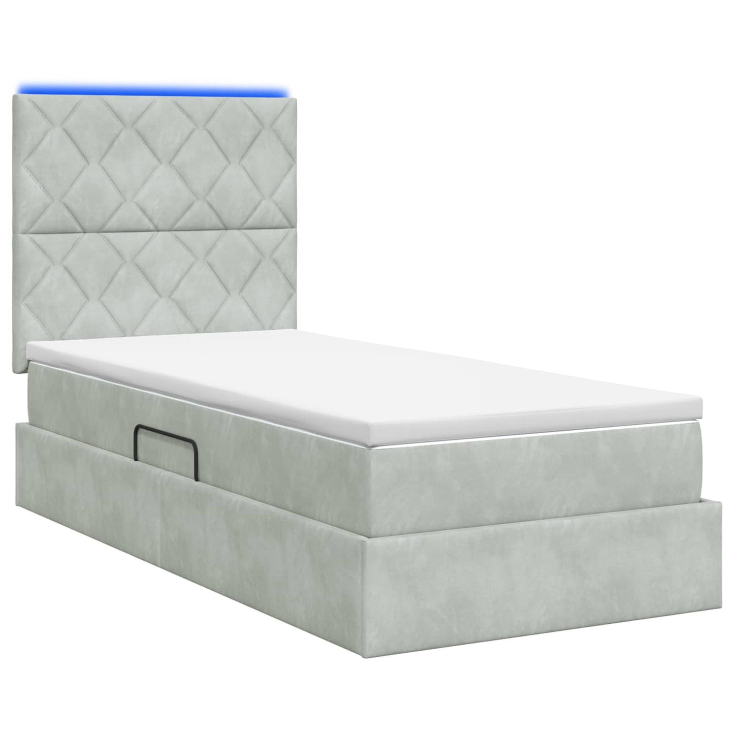 LED-Speicherbett mit Matratze Hellgrau 100 x 200 cm Samt