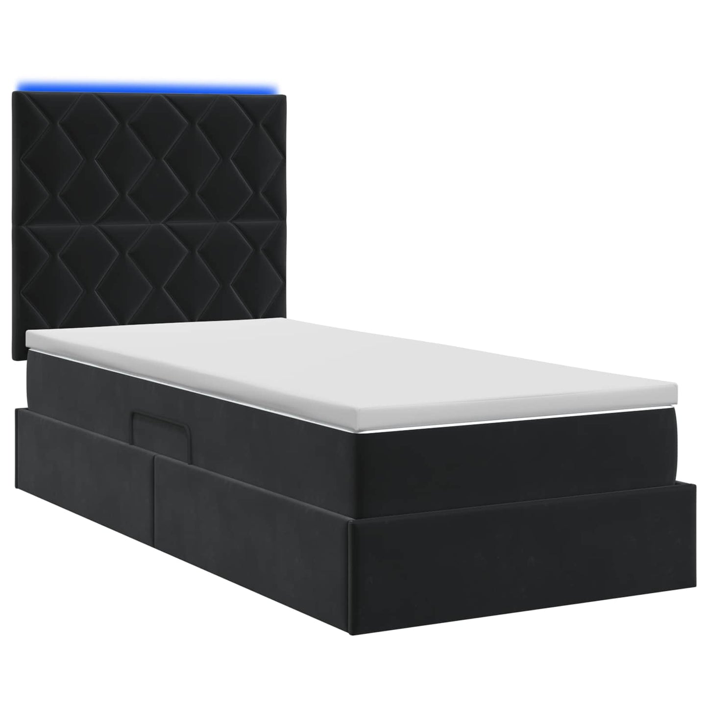 LED-Speicherbett mit Matratze Schwarz 100 x 200 cm Samt