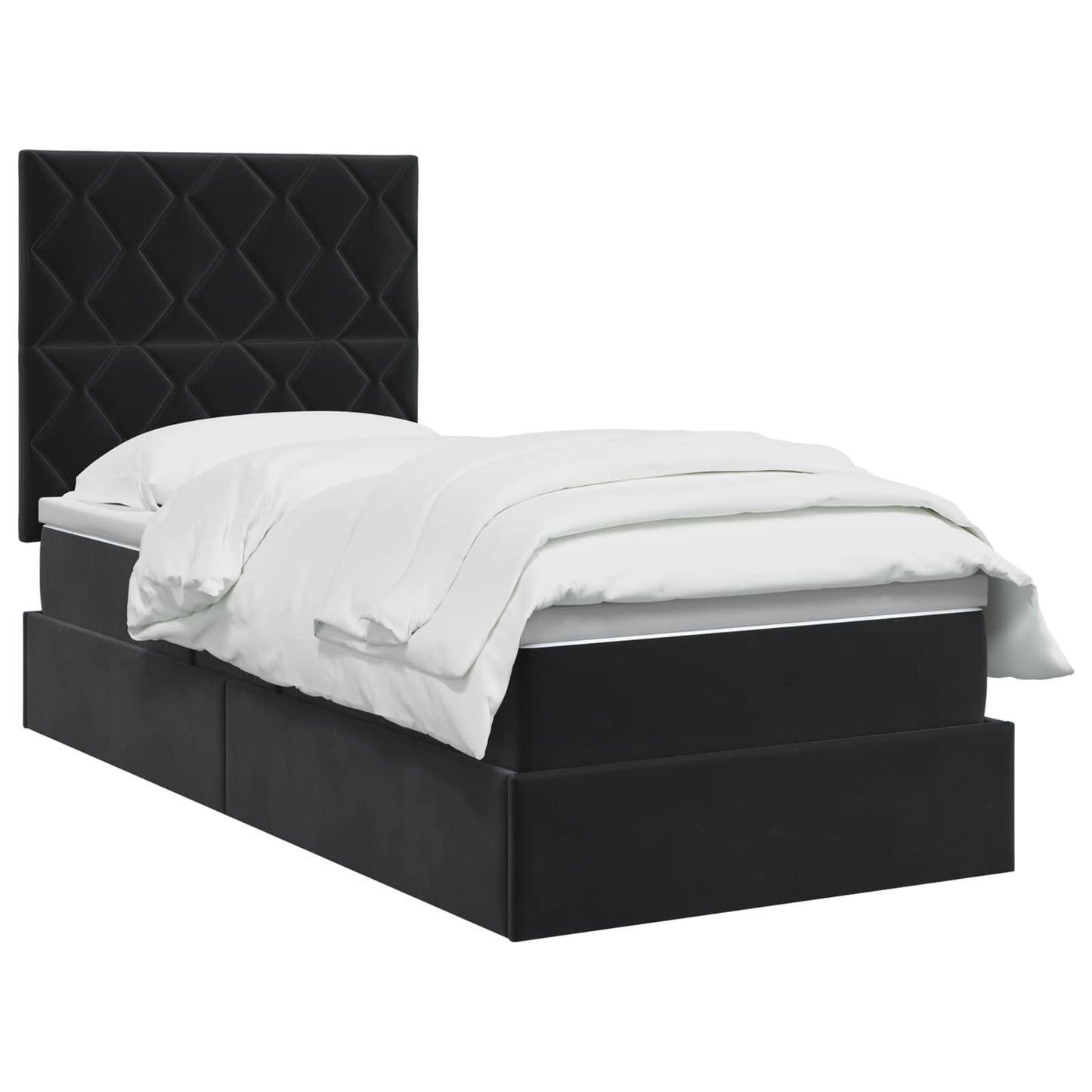 LED-Speicherbett mit Matratze Schwarz 100 x 200 cm Samt