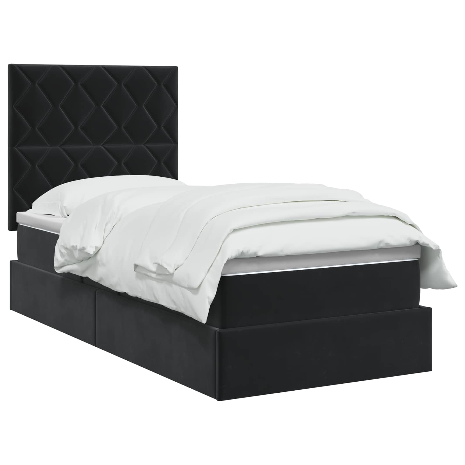 LED-Speicherbett mit Matratze Schwarz 100 x 200 cm Samt