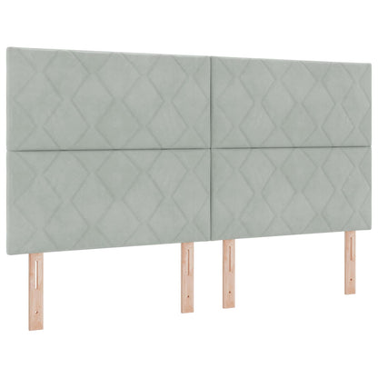 LED-Speicherbett mit Matratze Hellgrau 180 x 200 cm Samt