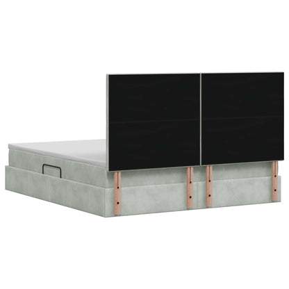 LED-Speicherbett mit Matratze Hellgrau 180 x 200 cm Samt