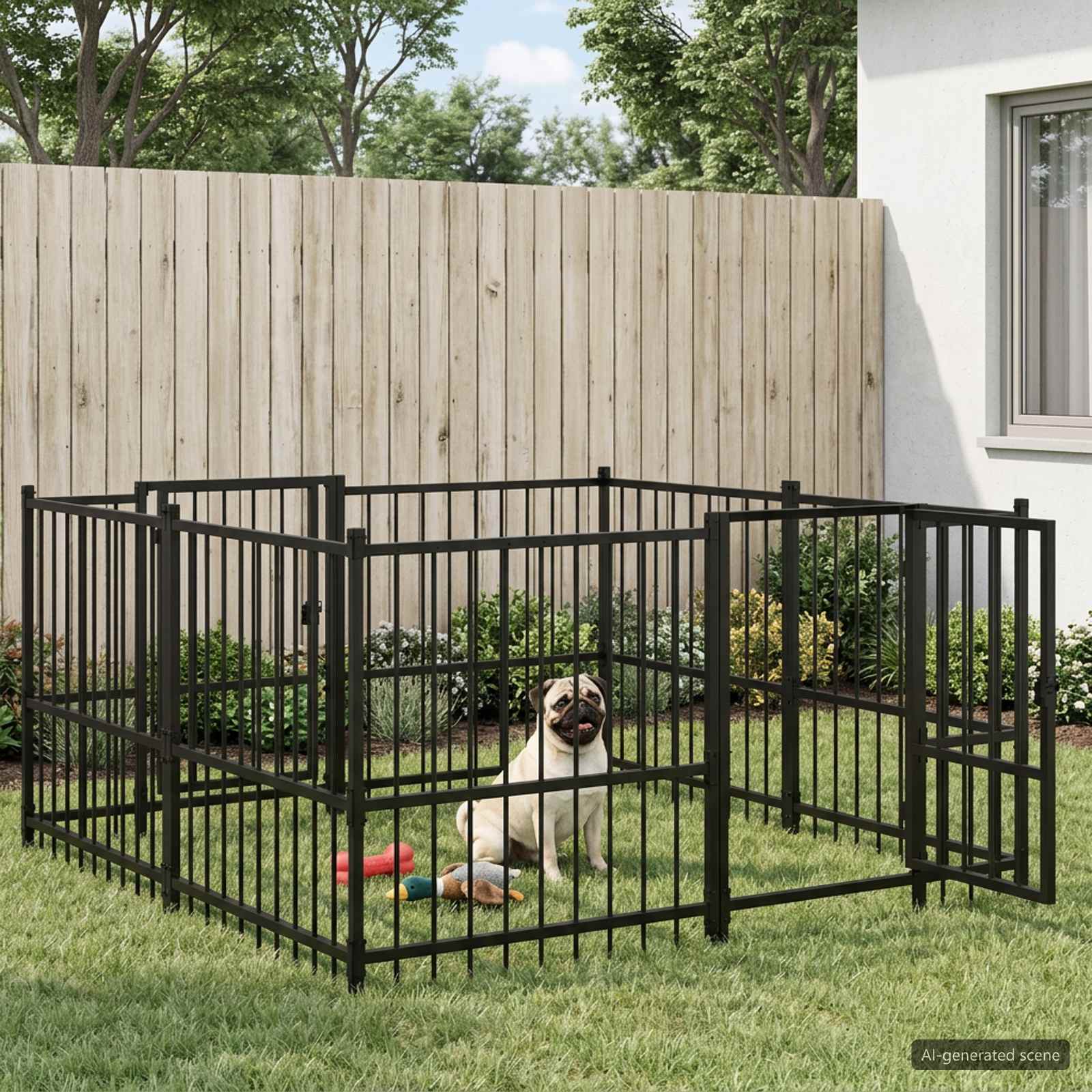 Outdoor Hundespielplatz Schwarz 192 x 192 x 100 cm Stahl