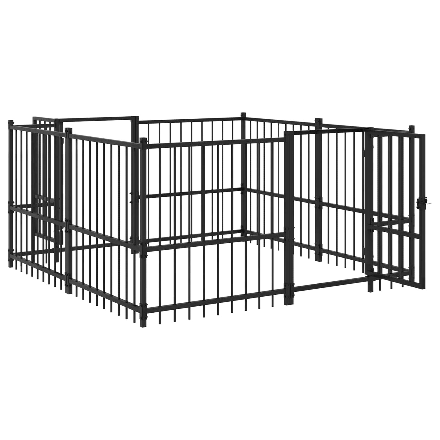 Outdoor Hundespielplatz Schwarz 192 x 192 x 100 cm Stahl