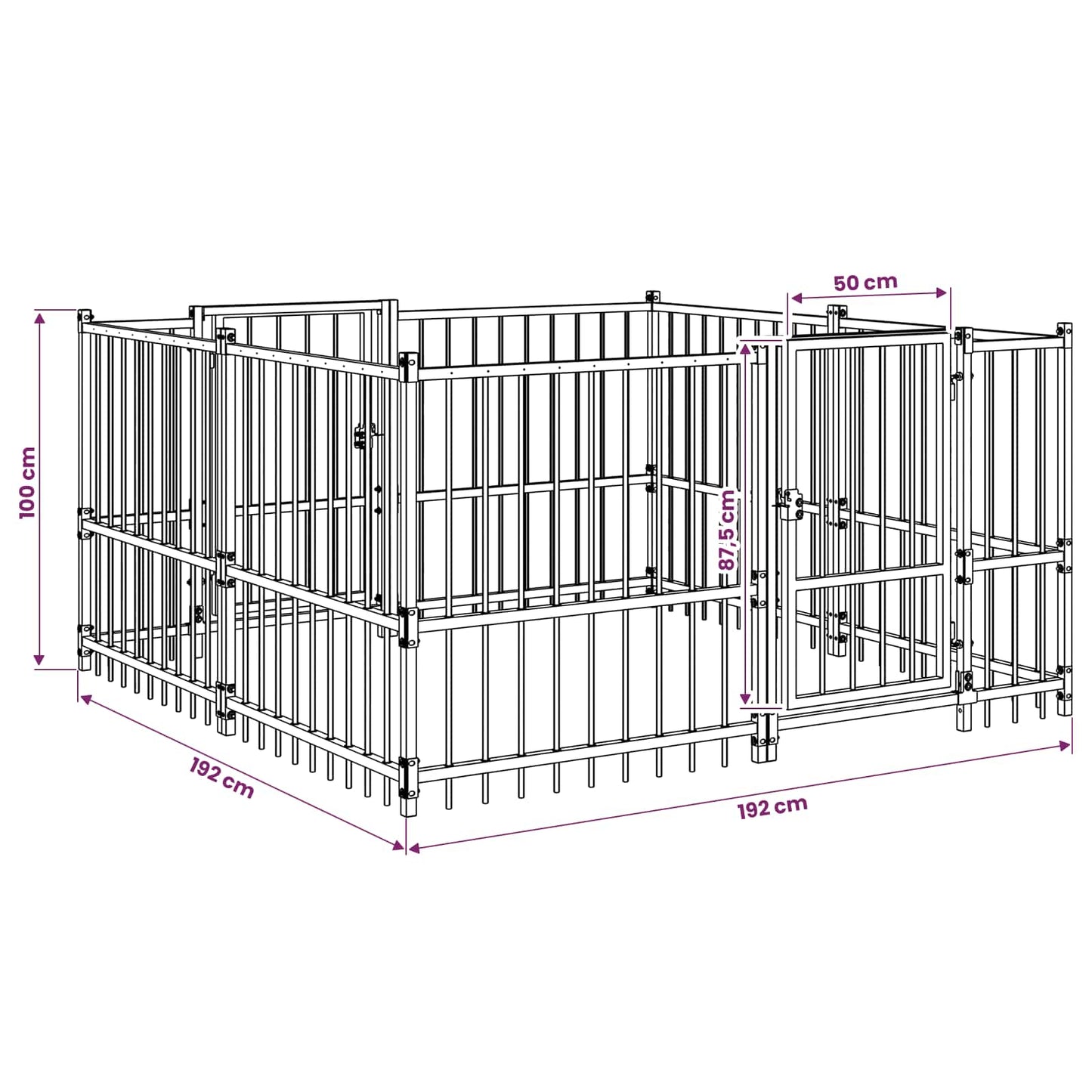 Outdoor Hundespielplatz Schwarz 192 x 192 x 100 cm Stahl
