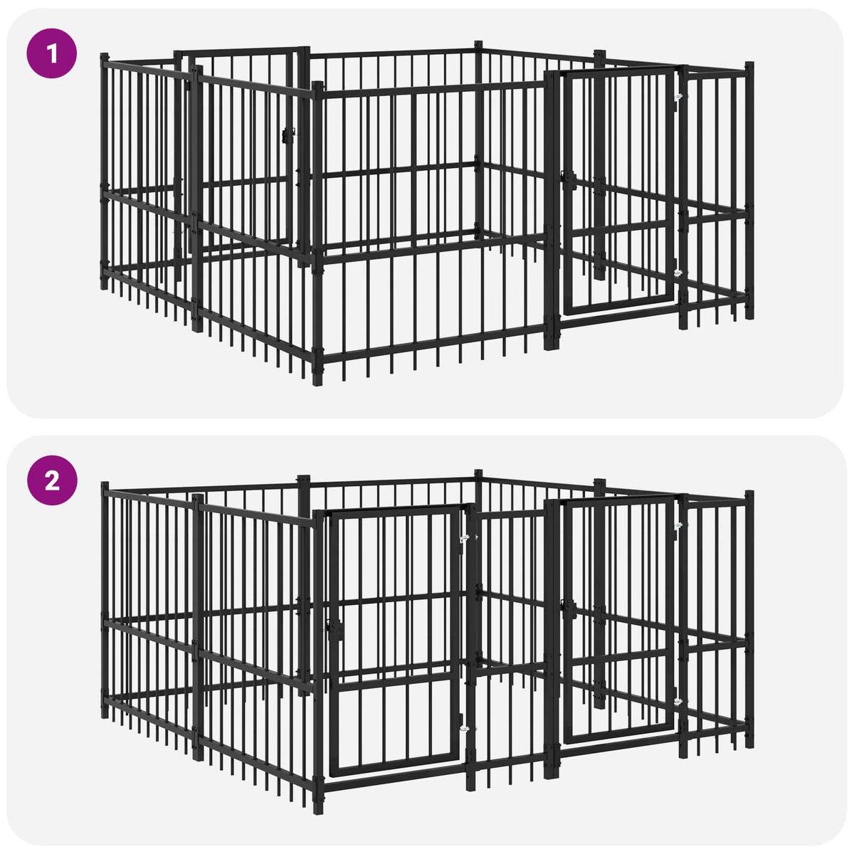 Outdoor Hundespielplatz Schwarz 192 x 192 x 100 cm Stahl