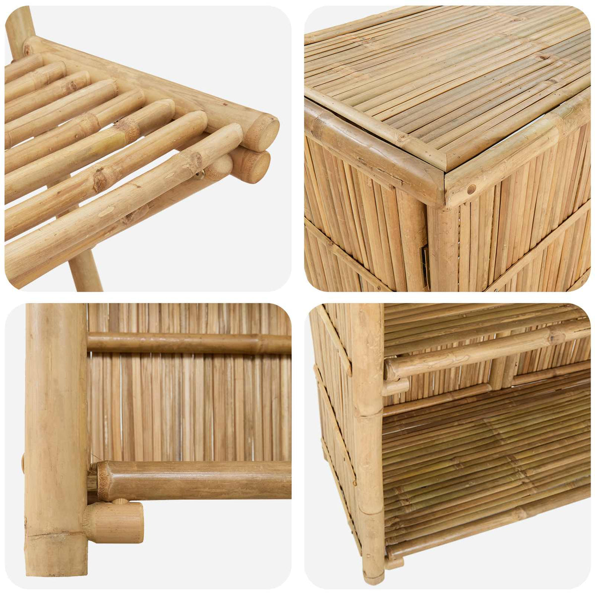 Outdoor Bar Tisch und Hocker 3 Stk. Natur Bambus