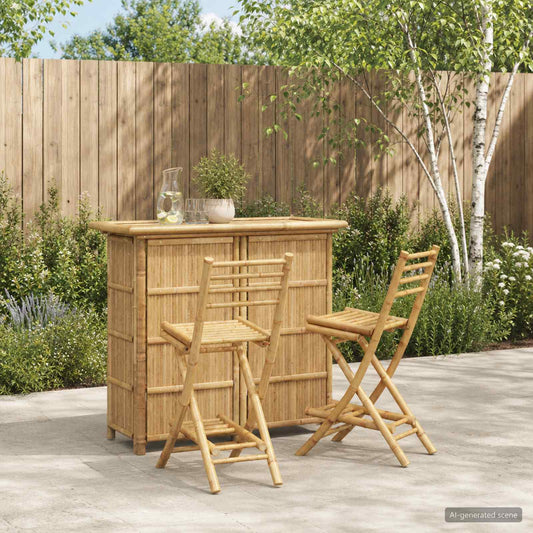 Outdoor Bar Tisch und Hocker 3 Stk. Natur Bambus