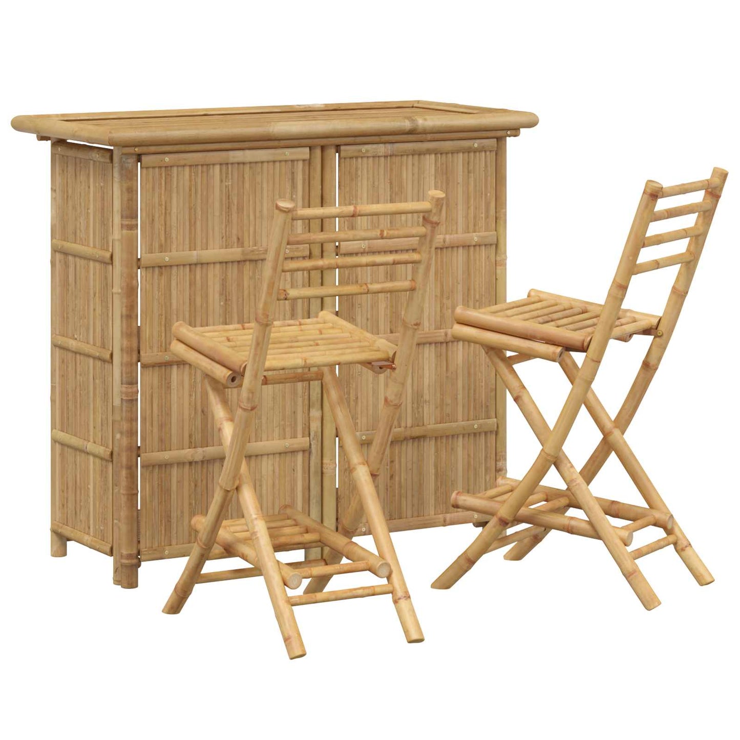 Outdoor Bar Tisch und Hocker 3 Stk. Natur Bambus