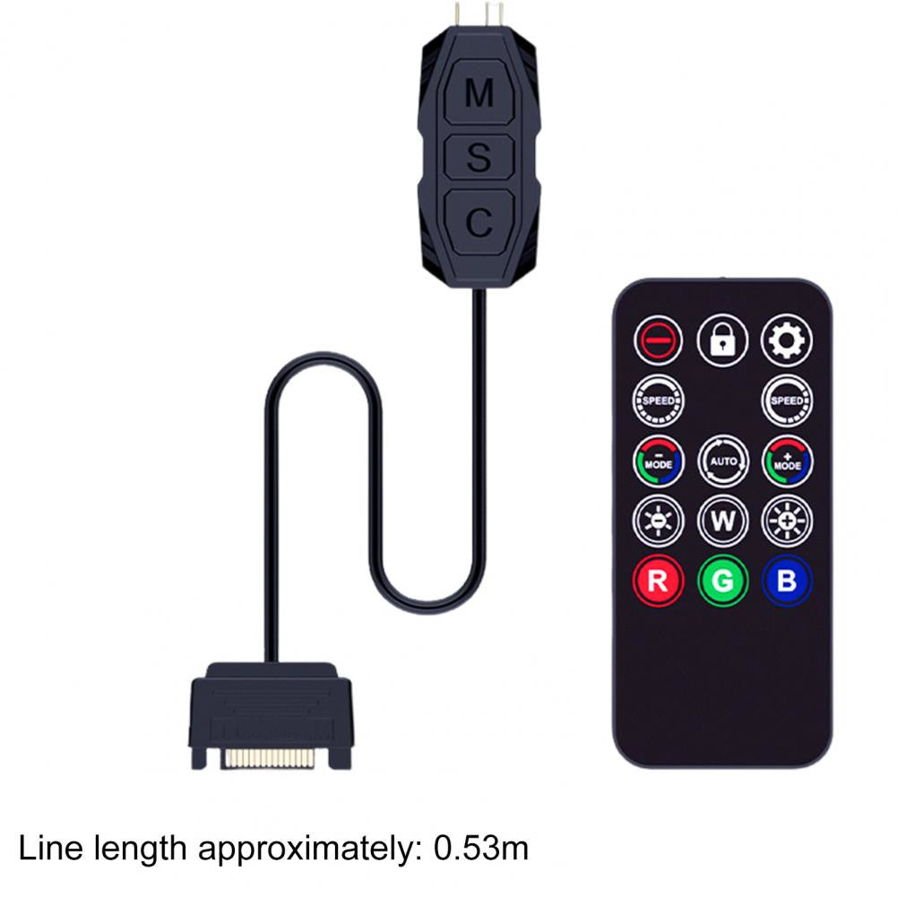 ARGB Controller mit Fernbedienung – 3-Pin ARGB Controller für Farbwechsel, SATA-Netzteil für PC-Fans und LED-Streifen