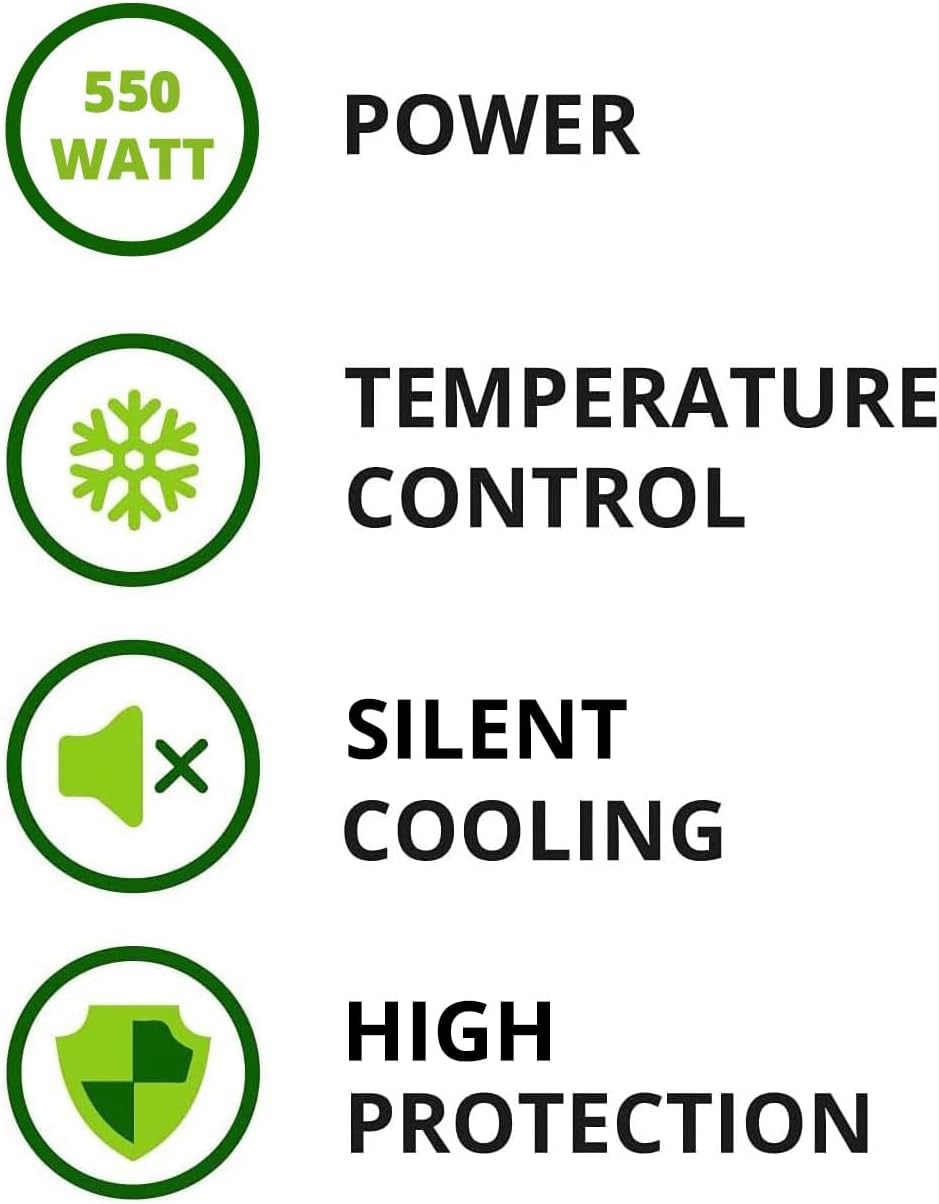 Tecnoware ATX Free Silent 550W Netzteil – Leiser 12 cm Ventilator, 2x SATA, 24-polig, Überspannungsschutz, CE & RoHS-zertifiziert – Zuverlässig & Umweltfreundlich