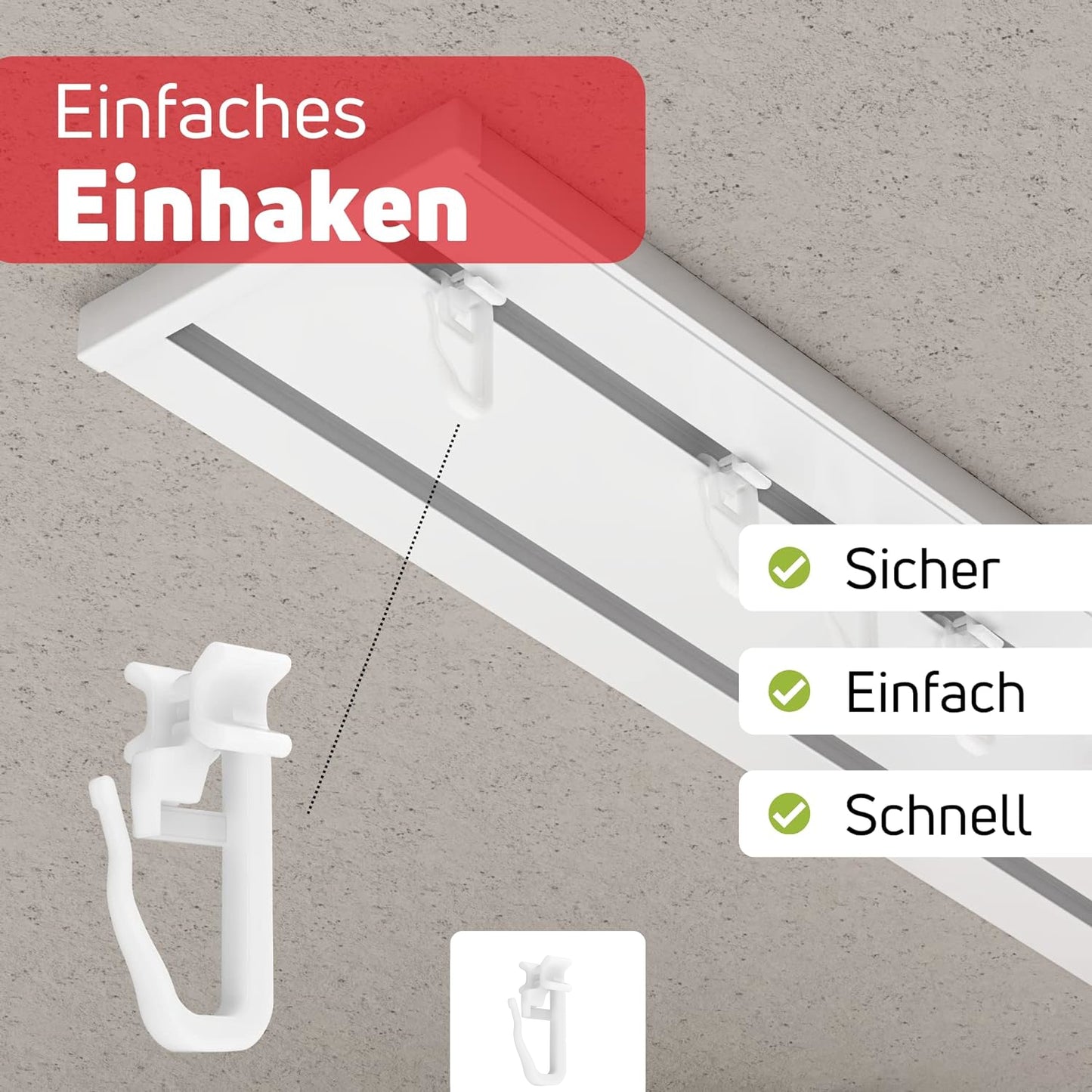 100 X Gleiter Vorhang weiss mit Stopper für Gardinenschiene 6mm