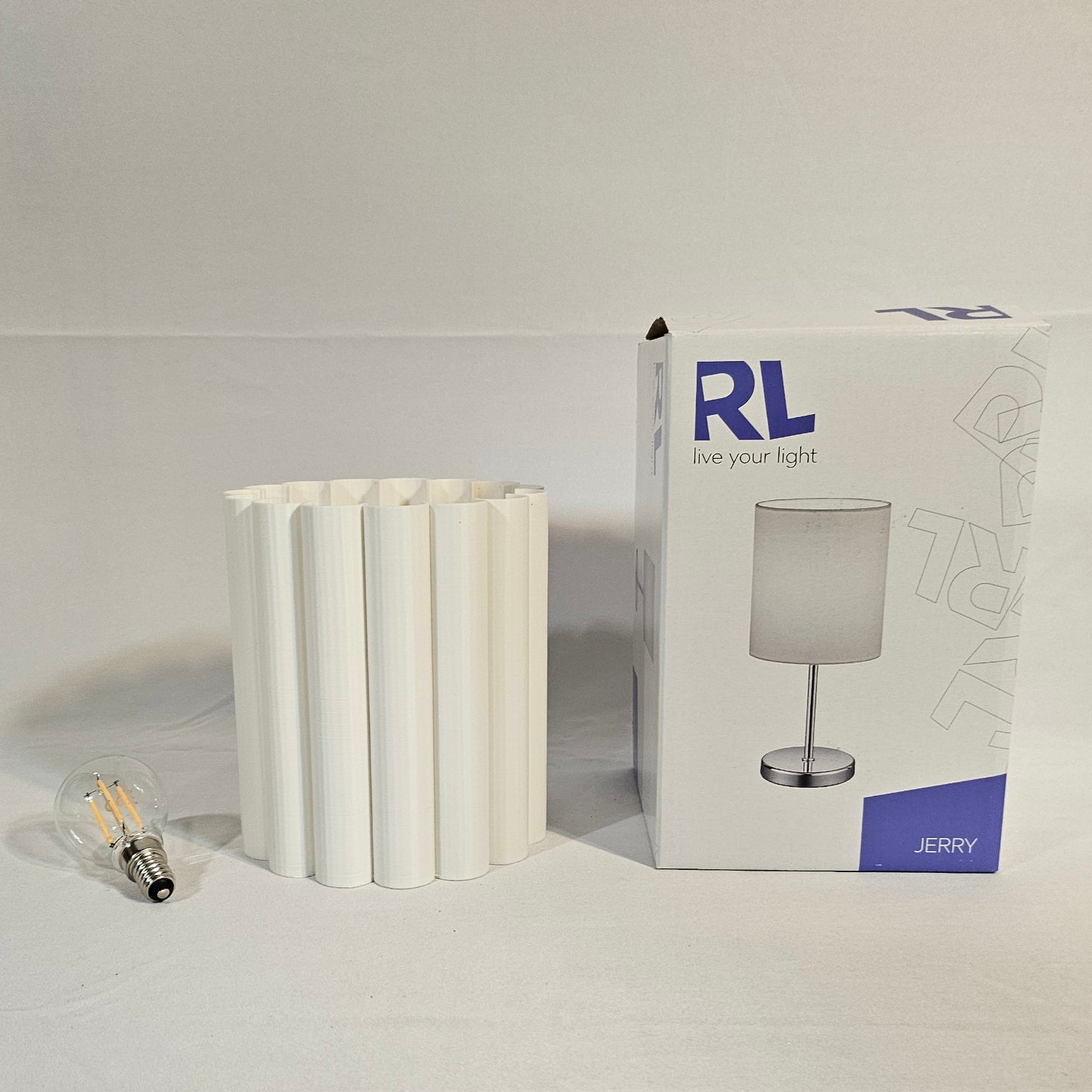 Design Tischlampe RILLE mit 3D-gedrucktem Schirm