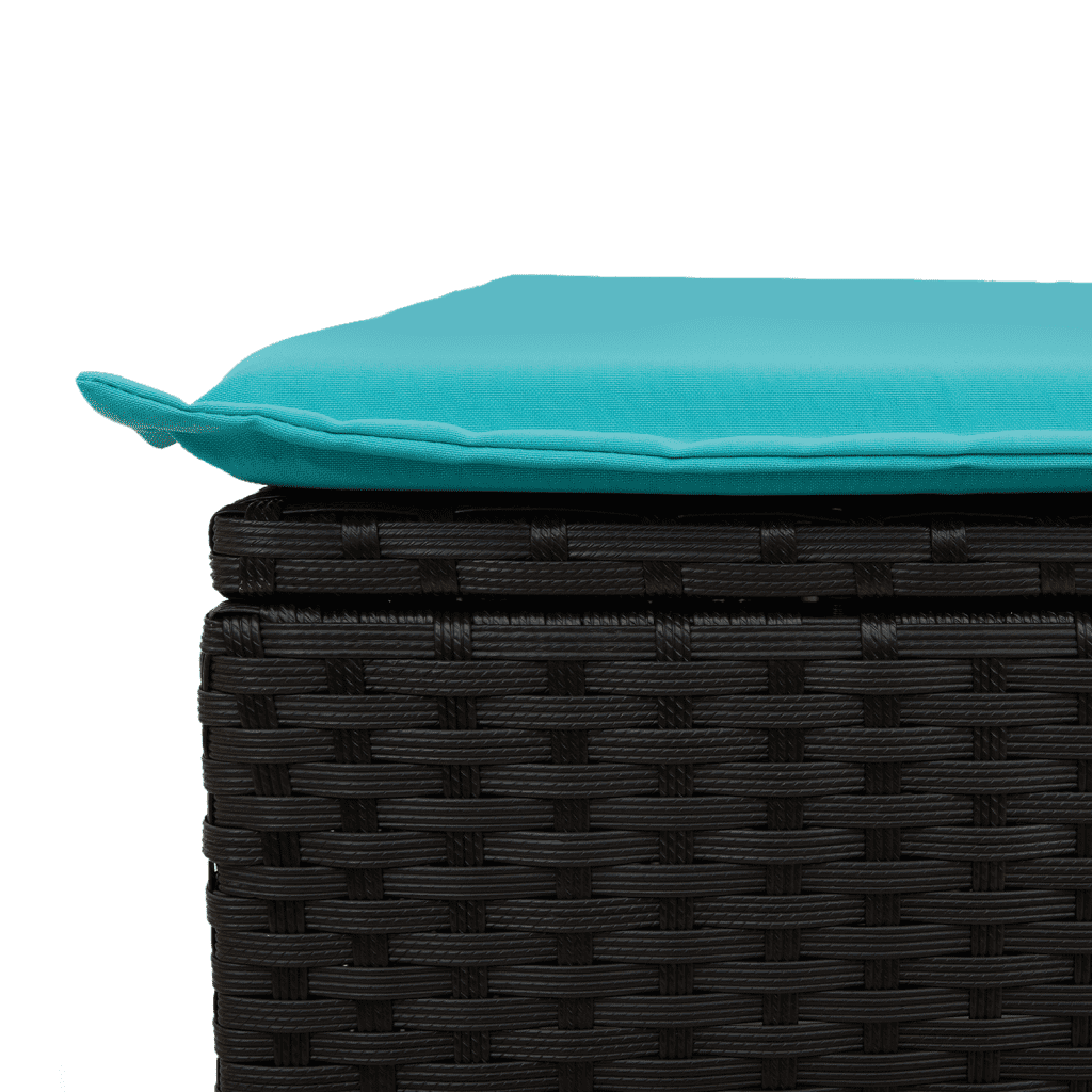 8-teiliges Gartensofa-Set mit Kissen, schwarzes Polyrattan