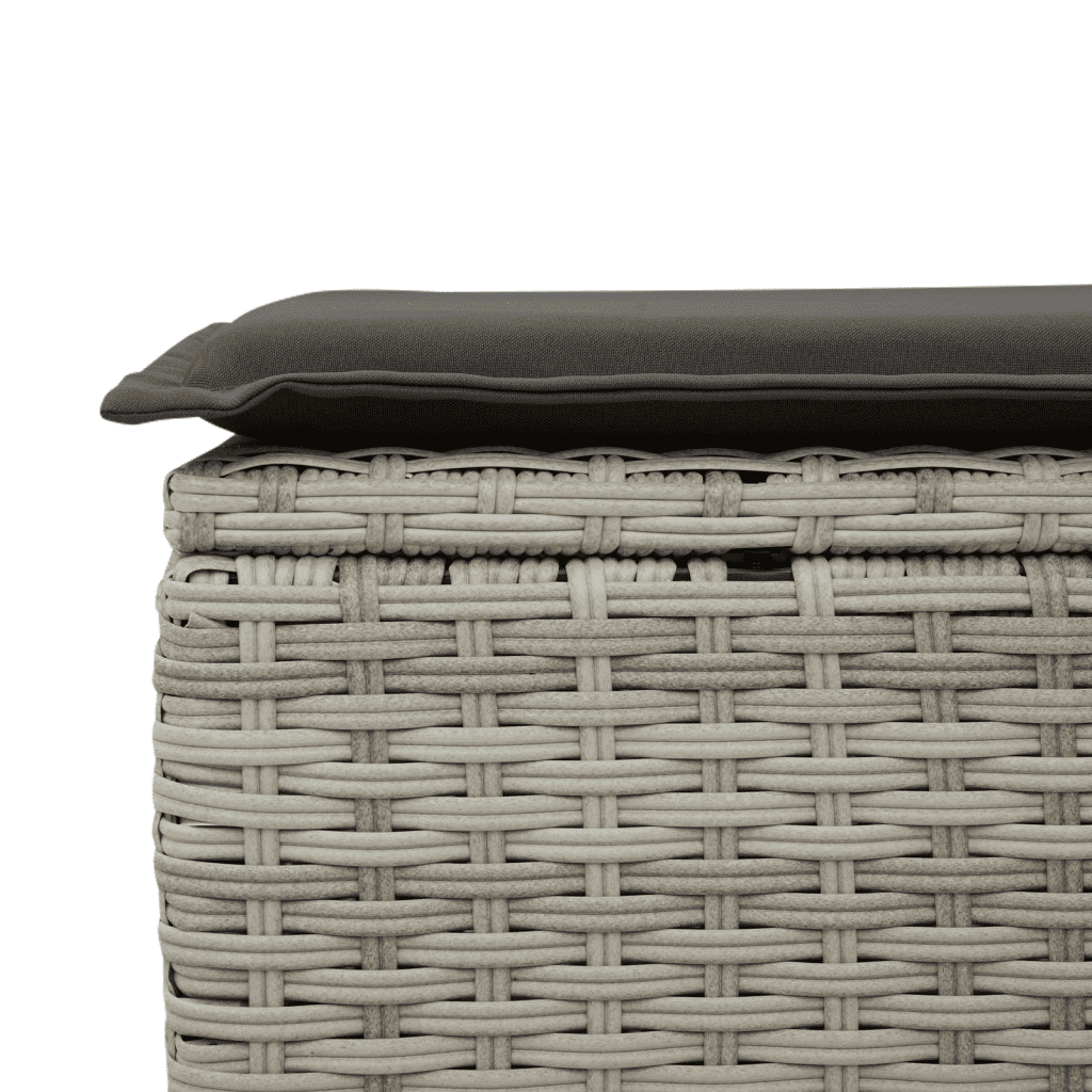 7-tlg. Garten-Sofagarnitur mit Kissen Hellgrau Poly Rattan